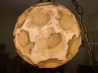 Two Vintage Mcm Rock Candy Chunky Golden Lucite Swag Lamps
