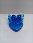 Double Blue Birds Of Happiness Figurine 1996  1999 Signed Vintage Blue Glass  2 