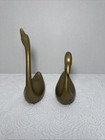 Vintage Pair Of Brass Swans Figurines Mcm Mid Century Modern 8    Tall   6 5    Tall