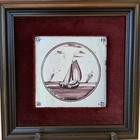 Dutch Delft Manganese Tile In Wood Frame C  1800