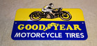 Vintage Goodyear Motorcycle Tires Die-cut Rider  Man 12  Metal Gasoline Oil Sign