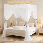 4 Corners Mosquito Net For Bed  White Canopy Bed Curtains