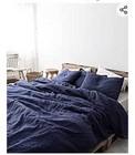 Navy Blue Linen Bedding Set Queen Comforter Twin Full Queen King Duvet Set