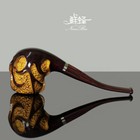 Freehand Carved Tobacco Pipe Cumberland Stem Handmade Briar Wooden Pipe Gift Box