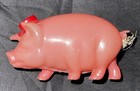 Figural Celluloid Tape Measure Pink Pig With Top Hat Tn1
