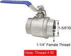304 Stainless Steel 1-1 4  Npt Female X Female Full Port Ball Valve