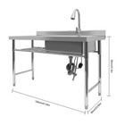 1 Compartment Kitchen Sink Prep Table With 360  faucet Commercial Stainless Steel