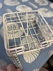 Vintage Square Metal Coated Napkin Holder Rustic Farmhouse Hold Down Arm