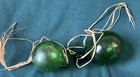 Vintage  2 Hand-blown Green Glass Fishing Floats 3 5 In  And 5 In 