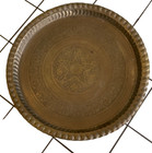 Mid Century Modern Round Brass Carved Folding Moroccan Table Legs   Brass Top