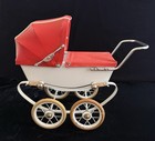 Vintage 1950s Mid Century Doucet Red French Doll Carriage Pram Buggy