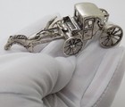 Vintage Italian Handmade Genuine Silver Carriage With Horse Figurine Miniature