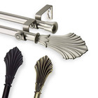 48 In  X 84 In  Fin Double Curtain Rod Set In Satin Nickel