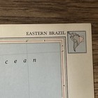 Antique 1951 Multicolor Map Of Eastern Brazil 14   x11   