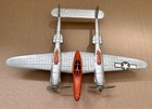Vintage 1940s Hubley Lockheed P-38 Lightning Diecast Metal Red Silver Airplane