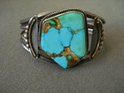 Southwestern Native American Navajo Blue   Green Turquoise Sterl Silver Bracelet