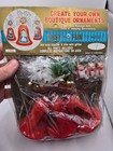Vtg Ssco Diorama Ornament Kit 3 Red Flocked  Bells Snowman  Hong Kong Mcm Xmas