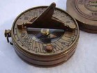 Antique Brass Pocket Sundial Compass Vintage Finish  Nautical Maritime Style