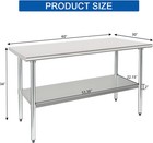 Steel Inches 24x60 Legs Stainless Hardura With Undershelf N Galvanized Table And