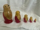 Vintage  ussr  Russian Matryoshka Wooden Hand Painted Set Of 5 Nesting Dolls