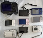 Lot Of 9 Digital Cameras Canon  Nikon  Sony For Parts Or Repair Only 