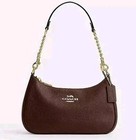 Coach Teri Shoulder Bag Refined Pebbled Leather Gold  Maple Cv934 Nwt