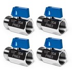4-pack 1 2  Mini Ball Valves - 304 Stainless Steel Shut-off  Npt Female male Thr