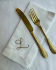 Embroidered  4  6 Or 12  Dinner Napkins monogrammed  White Hemstitch 