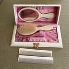 1800 s Antique Vintage Victorian Brush mirror Celluloid Vanity Dresser Box