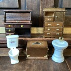 Miniature Rolltop Desk  Treasure Chest  Dresser  Toilet   Sink Wood Porcelain