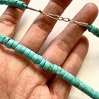 New Turquoise Bead Necklace 18  Stabilized 6mm Navajo Hand Strung Sterling Hook