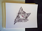 Sleeping Kitten Cat 2 Piece Set-notepad  6 Blank Notecards   Linen Envs New