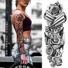 8 Sheets Fake Tattoo Sleeves Full Arm Stickers Temporary Tattoo For Men Women
