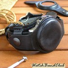 Leather Watch Strap 22mm Black Wrist Watch Bund Band Cuff Bracelet Two Covers