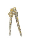 2 Vtg Rhinestones Floral Statement Metal Hair Clip 5 5    Fairycore Silver Amber