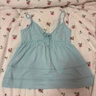 Hollister Babydoll Camisole Top Turquoise Blue Size S Ruffle Hem