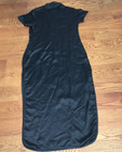Vintage Yi Fang Cheongsam Dress Size 44 M 38x56 Embroidered Dragon Black Satin
