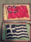 Antique Lot Of 10 Mixed Flannel Felt Miniature Tobacco Flags Rugs Various Sizes 