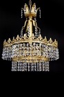 Antique French Chandelier Ceiling Lamp Lead Crystal Ca  1960 70 Restored