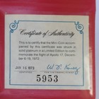 Platinum 1972 Apollo 17 Eyewitness 10mm Mini-coin With Coa 1 3 Grams Platinum