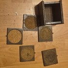 Vintage Wooden   Cork Mid Century Modern Bar Drink Coasters Set Japan 5 Coasters