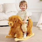 Wooden Plush Highland Cow Rocking Horse Ride On Toy Toddler Nursery Gift Child