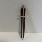 Vintage Mid Century Modern Metal And Wood Cross Danish Tall Slim Wall Mcm 8 5   