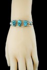Old Pawn Navajo Native American Sterling Silver 3 Stone Turquoise Cuff Bracelet