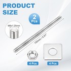 2set M8x150mm Fully Threaded Rod 201 Stainless Steel Rod With Nut Square Washer