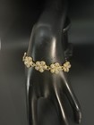 Vintage Rhinestone Flowers Bracelet Sterling Silver And Brass Mix Metal Nice 7   