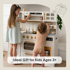 Wooden Play Kitchen For Kids With Real Lights And Sounds For Pretend Play