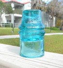 Nice Light Aqua W  Carbon Cd 130 Cal Elec Works Glass Insulator