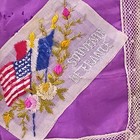 Antique Ww1 Handmade Lace Trim Hanky Souvenir France French Silk Embroidery