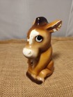 Vtg Ceramic Donkey Figurine With  Big Eyes Flowers 1950s    See Photos